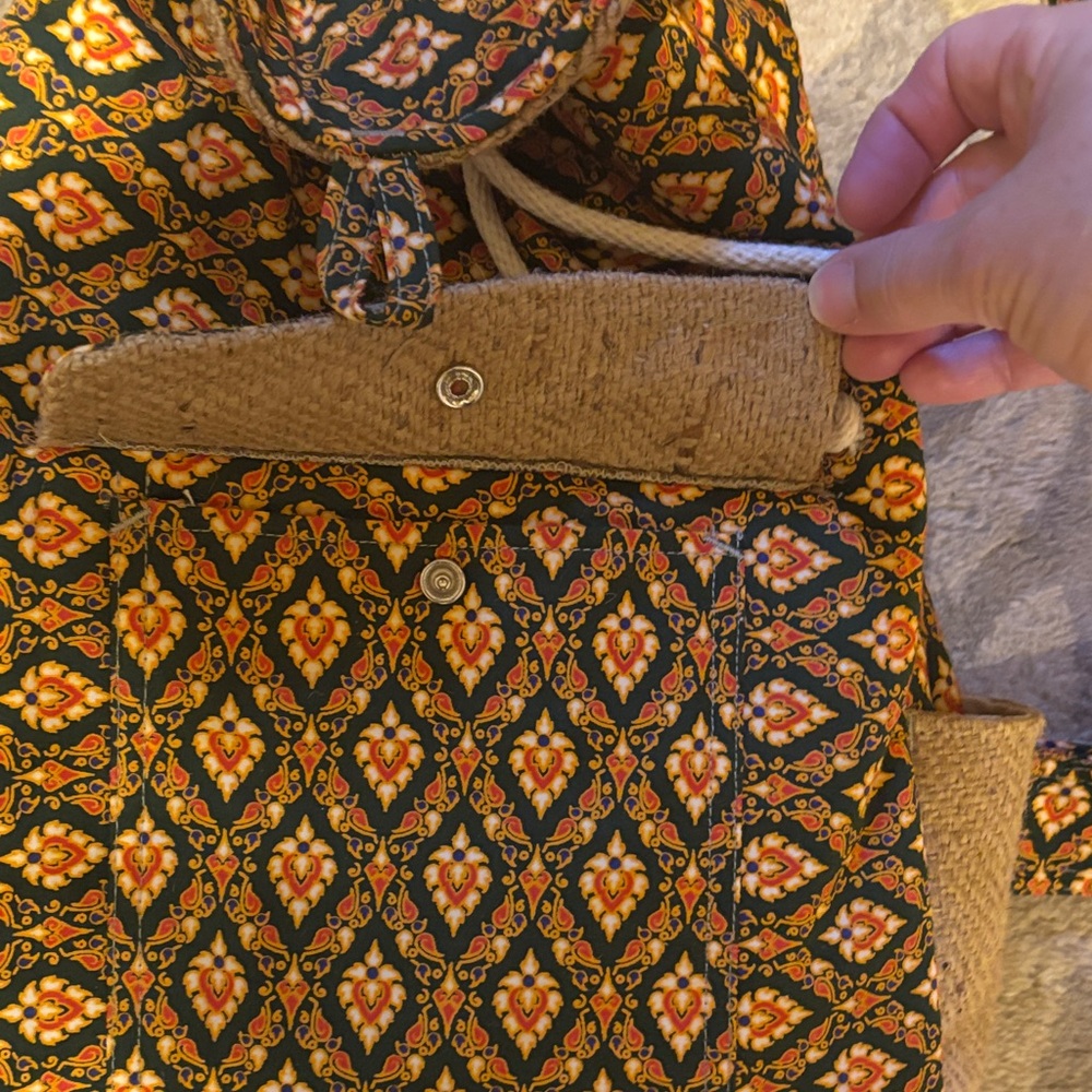 Orange Patterned Drawstring Backpack - Picture 4 of 8